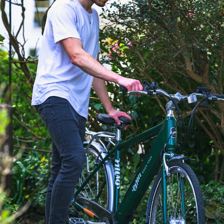 Emu Roam - Crossbar Electric Bike - 250W - Navy/Green - E - Bikes Express