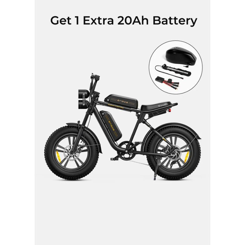 Engwe M20 - Fat Tyre Off-road Electric Bike - Black Extra Battery