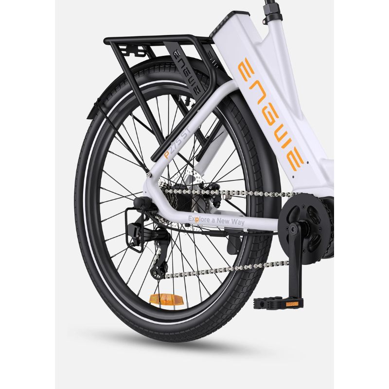 Engwe P275 ST - Step-Through Electric Bike - White Rear Wheel