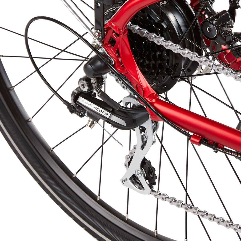 Ezego Commute EX Gents - Electric Bike - 250w - Red - Rear Wheel