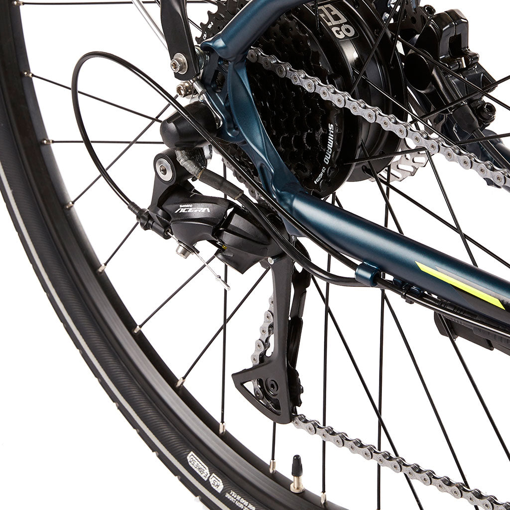 Ezego Commute INT Gents - Electric Bike - Green & Black - Rear Wheel