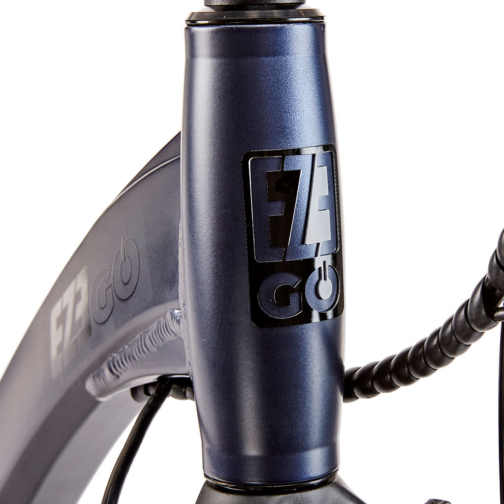 Ezego Step NX - Electric Bike - Matt Metallic Blue - Headbadge