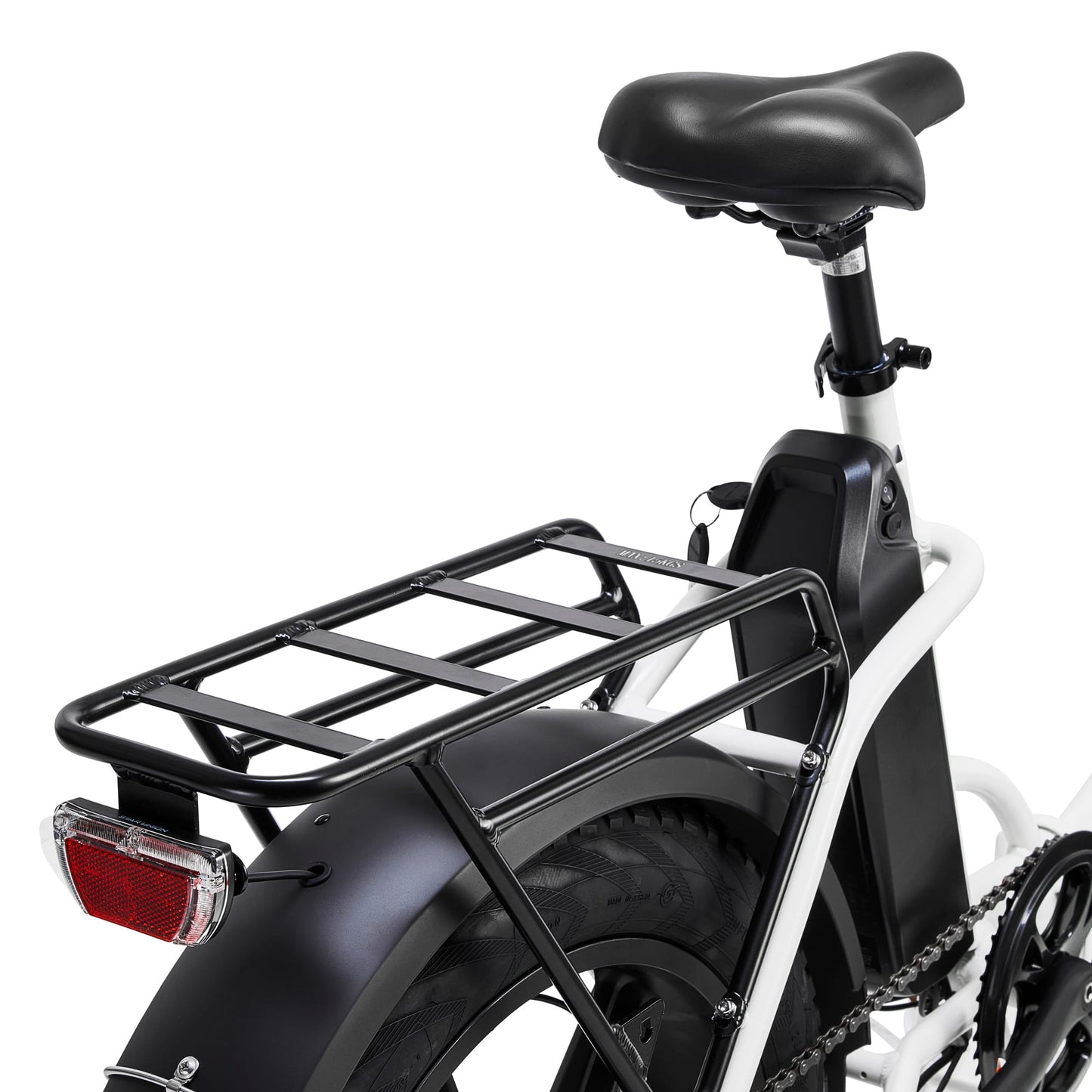 Hygge Vester (2024) - Step Foldable E-Bike - White - Rear Carrier Tray and Rear Light