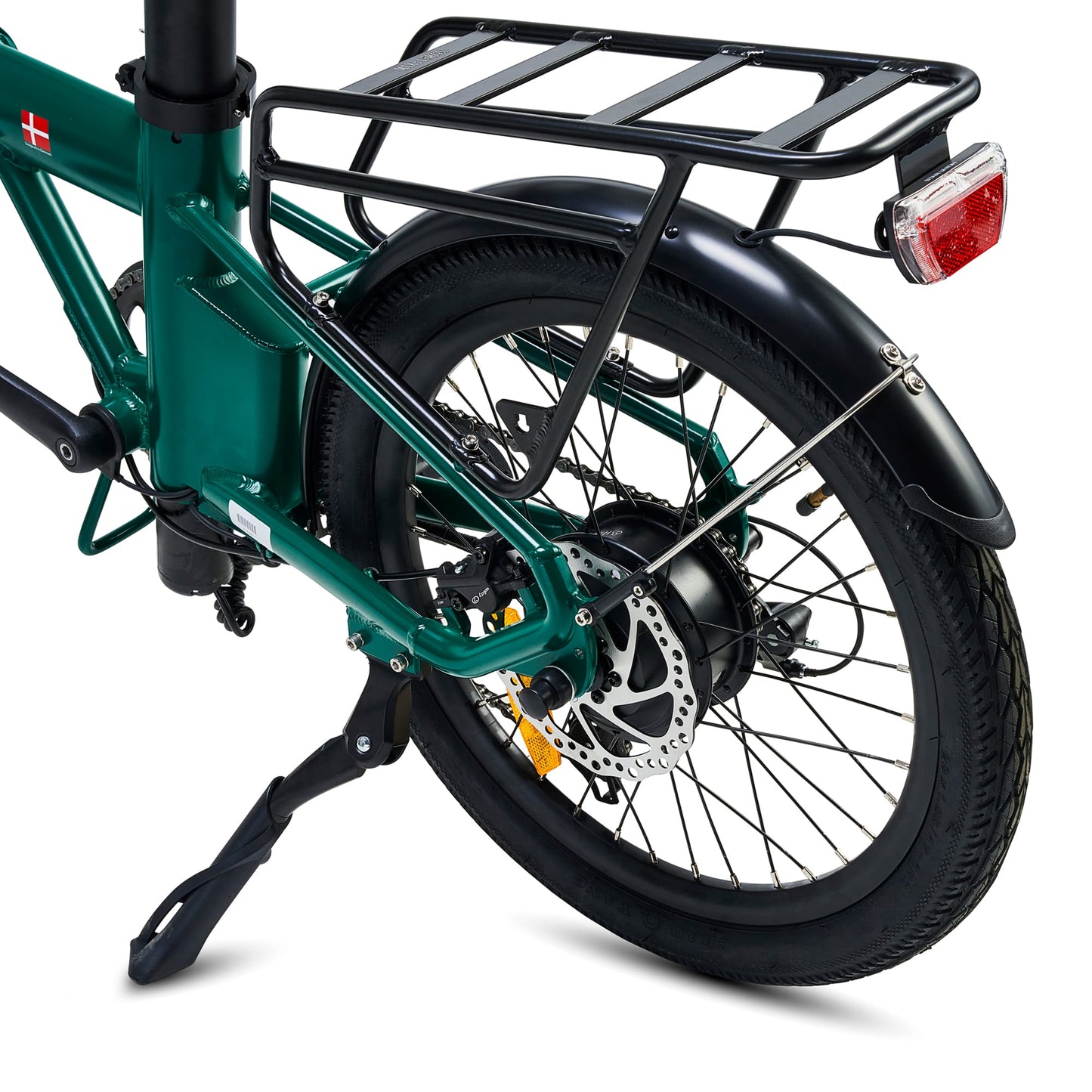 Hygge Virum - Foldable Electric Bike - Green - Rear Tyre and Hydraulic Brakes