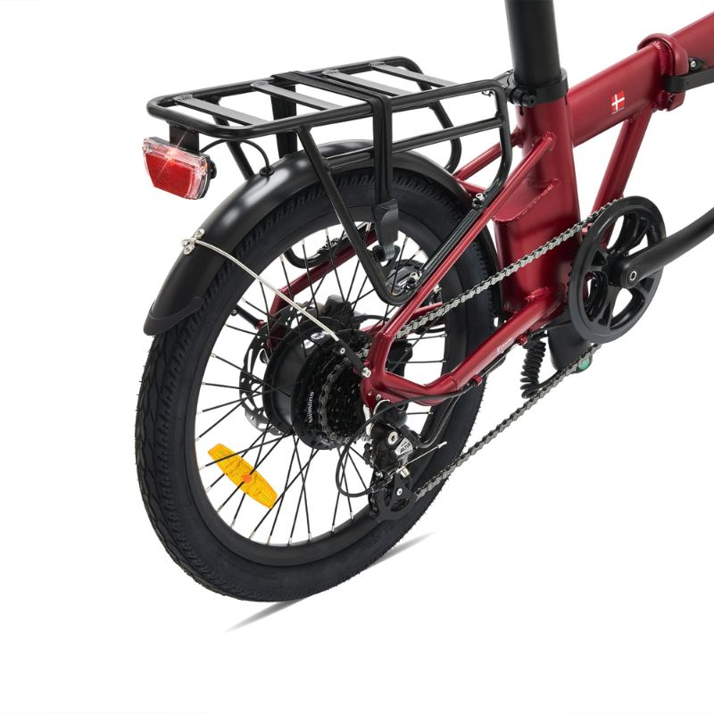 Hygge Virum - Foldable Electric Bike - Red Rear Shot