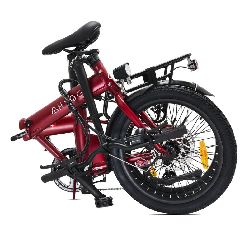 Hygge Virum - Foldable Electric Bike - Red Folded