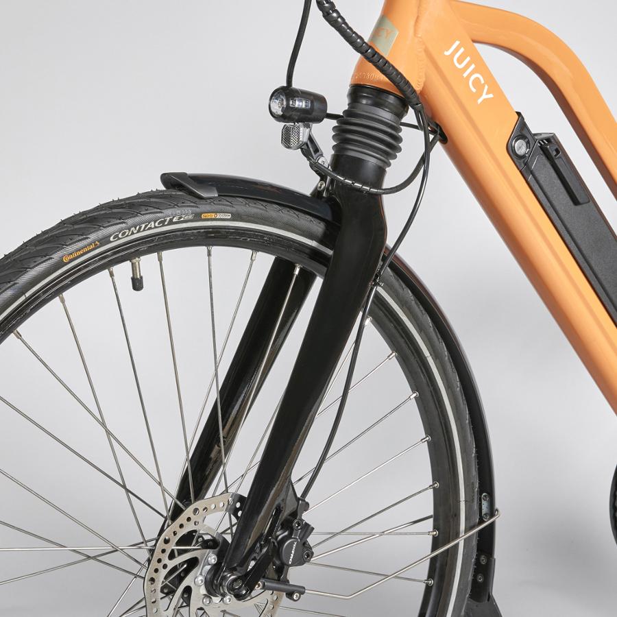 Juicy Bike Roller Electric Bike - Orange - Front Wheel and Light