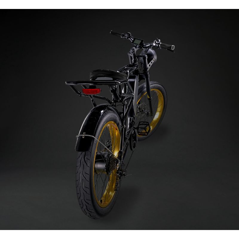 Rocket GTS Cruiser - Cruiser Electric Bike - Black Frame - Gold Rim - Black Trim