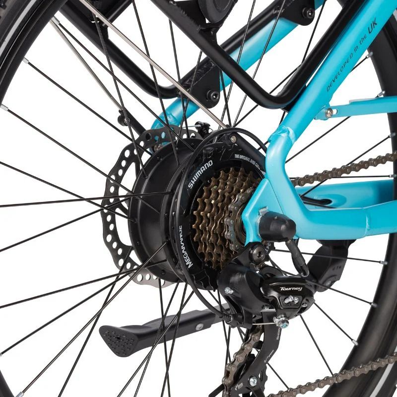 Wisper 705 24″ Step Through Electric Bike - Blue Gears - E-Bikes Express