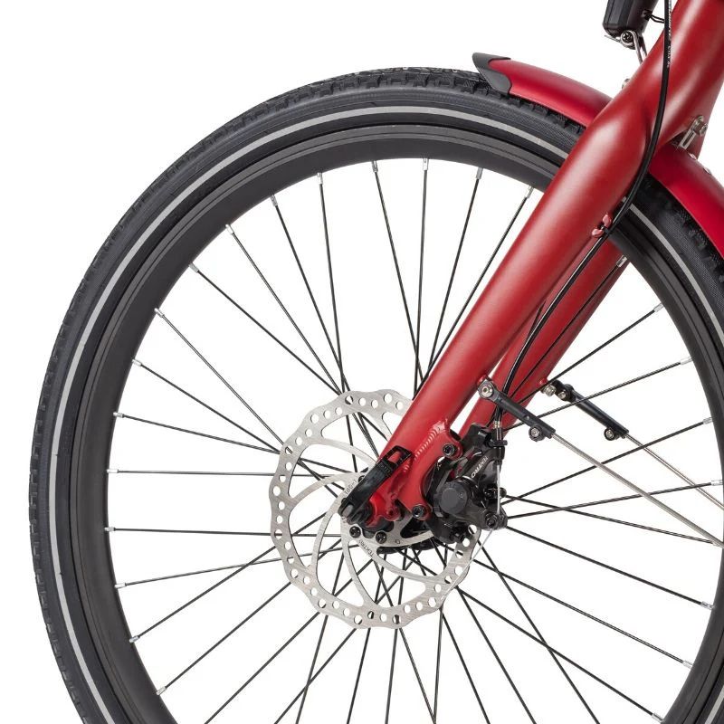 Wisper 705 24″ Step Through Electric Bike - Red Hydraulic Disc Brakes - E-Bikes Express