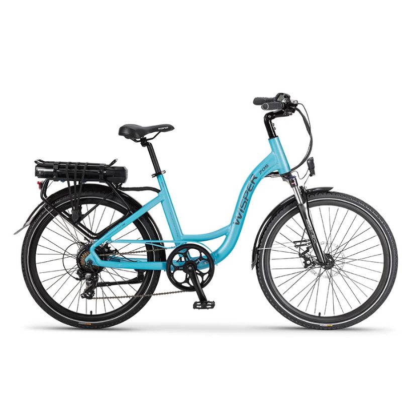 Wisper 705 26” Step Through Electric Bike - Electric Blue - E-Bikes Express
