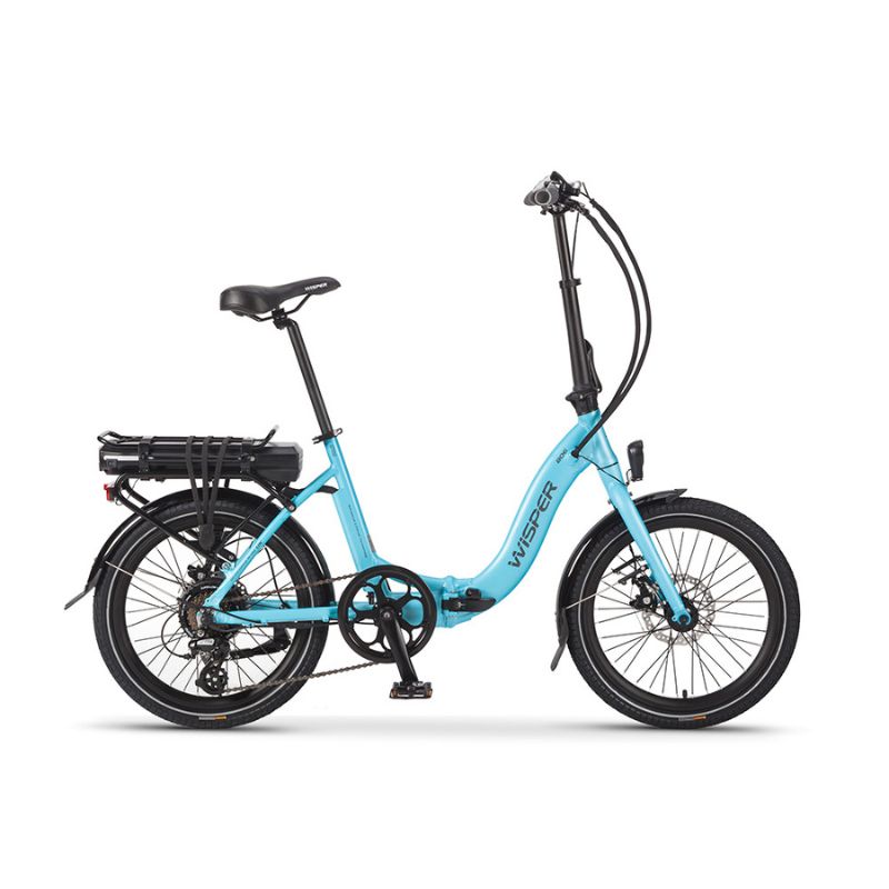 Wisper 806 Low Step Folding Electric - Blue - E-Bikes Express
