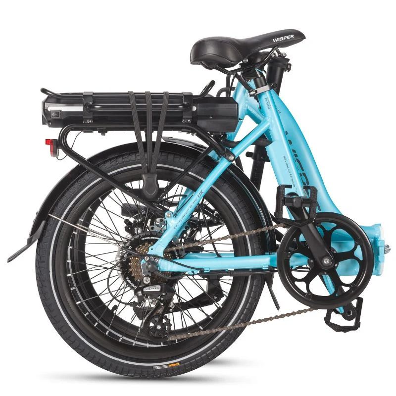 Wisper 806 Low Step Folding Electric - Blue Folded - E-Bikes Express