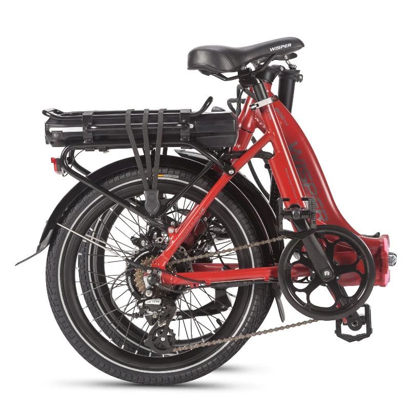 Wisper 806 Low Step Folding Electric - Red Folded - E-Bikes Express