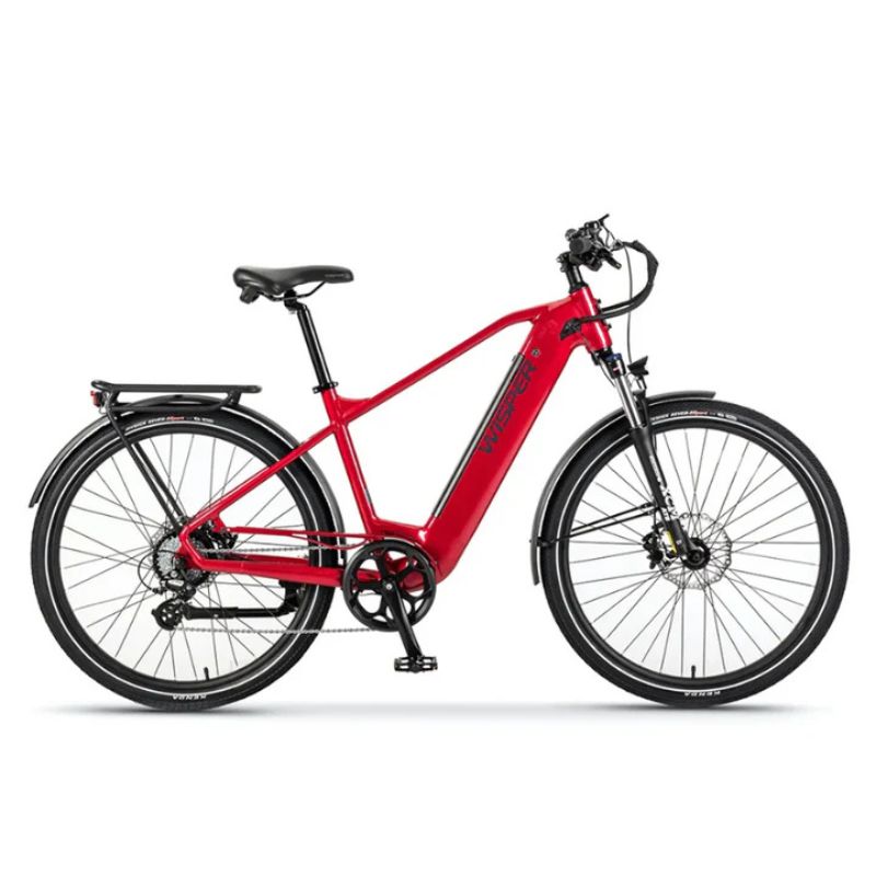 Wisper Wayfarer H9 Hub-Drive Crossbar Electric Bike - Pillar Box Red