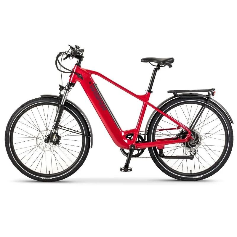 Wisper Wayfarer H9 Hub-Drive Crossbar Electric Bike - Pillar Box Red