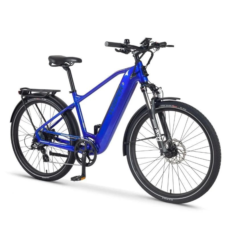 Wisper Wayfarer H9 Hub-Drive Crossbar Electric Bike - Sky Blue - E-Bikes Express