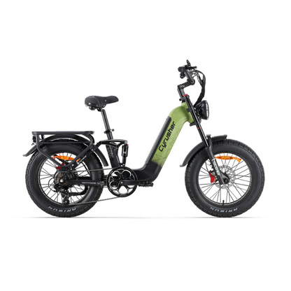 Cyrusher Kommoda 3.0 - Step Through Fat Tyre Electric Bike - Green