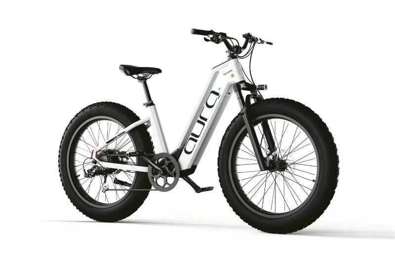 Cyrusher Aura - Step Through Fat Tyre Electric Bike - White Side Angle.webp 2