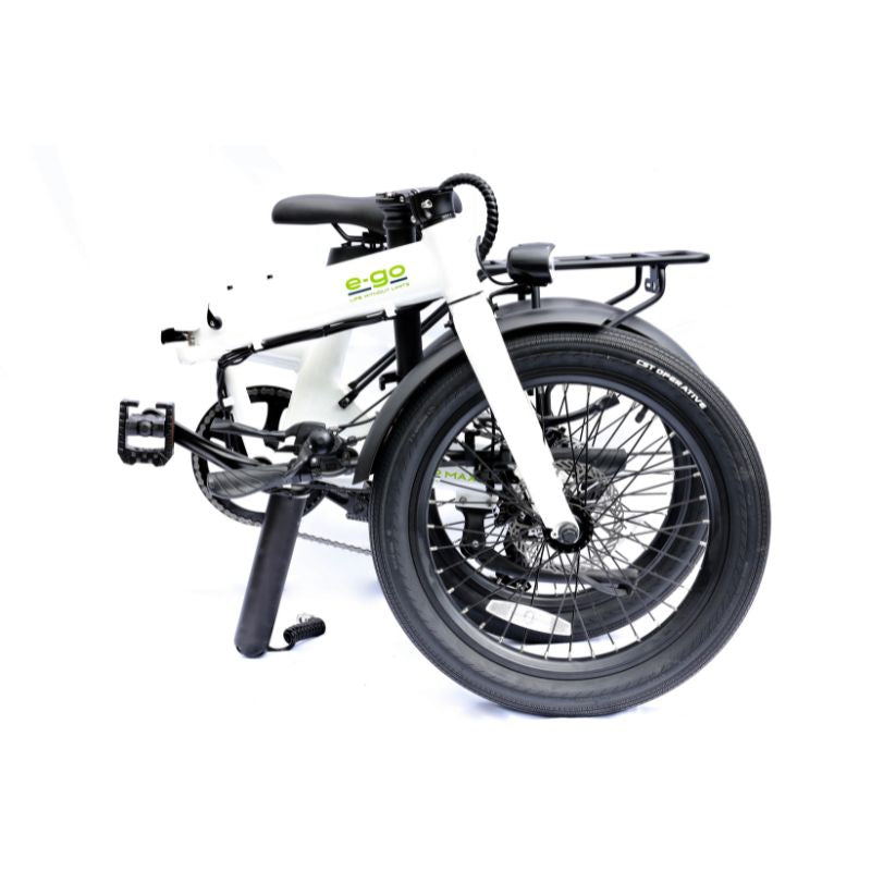 E-Go Max - Folding Electric Bike - White Folded