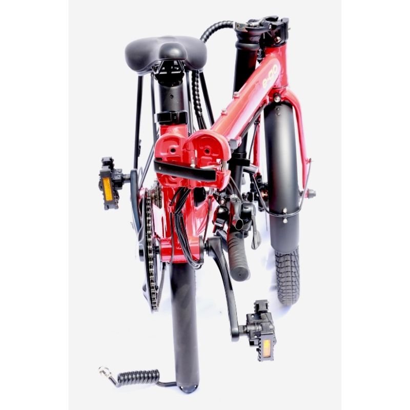 E-Go Lite+ - Folding Electric Bike - Red Folded