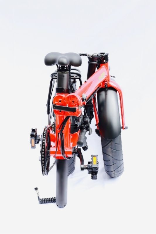E-Go Max+ - Fat Tyre Folding Electric Bike - Red Folded