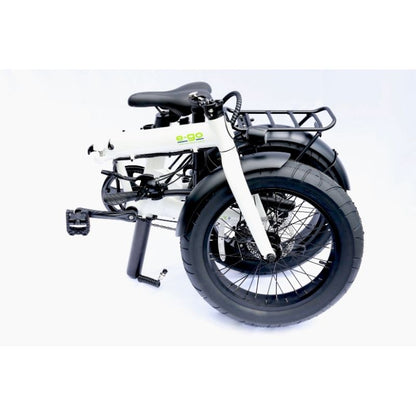 E-Go Max+ - Fat Tyre Folding Electric Bike - White Folded