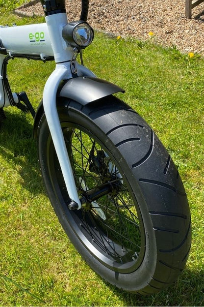 E-Go Max+ - Fat Tyre Folding Electric Bike - White Wheels
